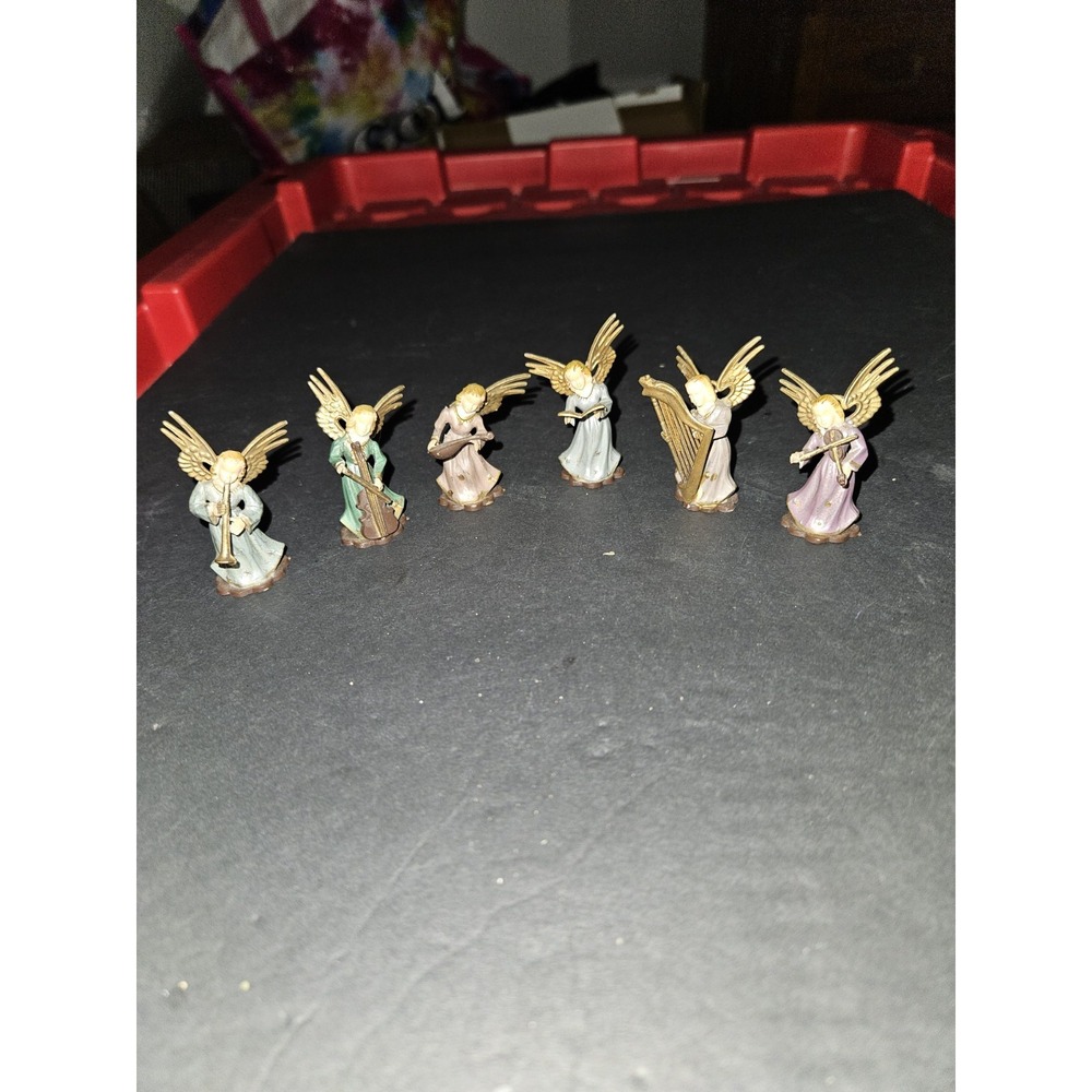 Vintage 60s Hong Kong Set If 6 Angels Miniature Plastic 1 Wing Broken